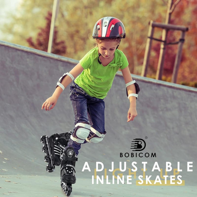 BOBICOM Adjustable Inline Skates with Full Light Up Wheels,Outdoor Illuminating Roller Skates for Kids and Adults, Girls and Boys, Men and Women - Image 5